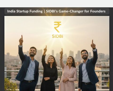 Founders discussing startup funding ideas, representing India startup funding scheme via SIDBI FFS.