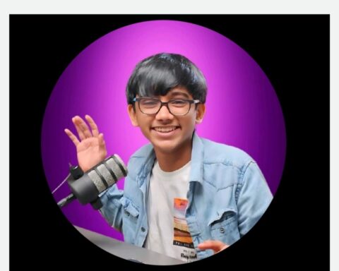 ortrait of Rahul John Ajju, the Teen CEO from Kochi, alongside his AI-powered robot Me-Bot.