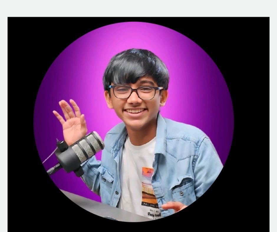 ortrait of Rahul John Ajju, the Teen CEO from Kochi, alongside his AI-powered robot Me-Bot.