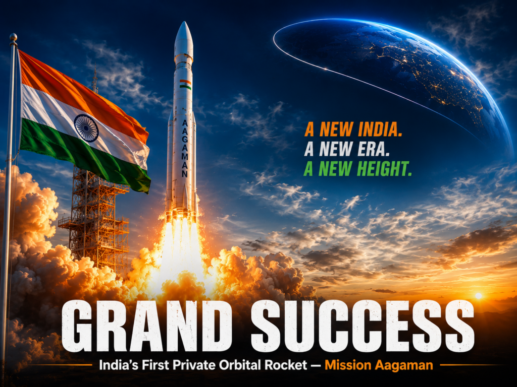 Skyroot Vikram-1 launch success — Vikram-1 rocket lifts off on Mission Aagaman from Sriharikota July 2026
