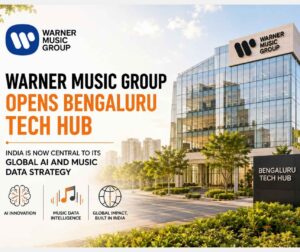Warner Music Group Bengaluru Tech Hub building exterior with WMG logo