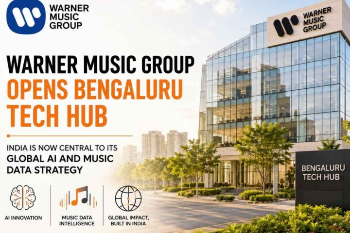 Warner Music Group Bengaluru Tech Hub building exterior with WMG logo